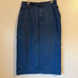 Vintage 90s Hunt Club Denim Midi Skirt XL 18 Tall 100% Cotton
